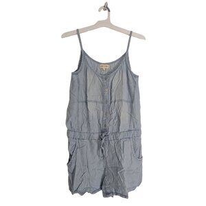 Cloth & Stone Sleeveless Blue Chambray Button-Front Romper 100% Lyocell Size M